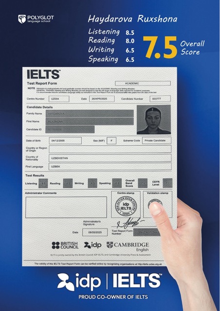 Student IELTS result