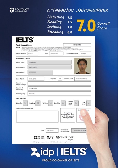 Student IELTS result