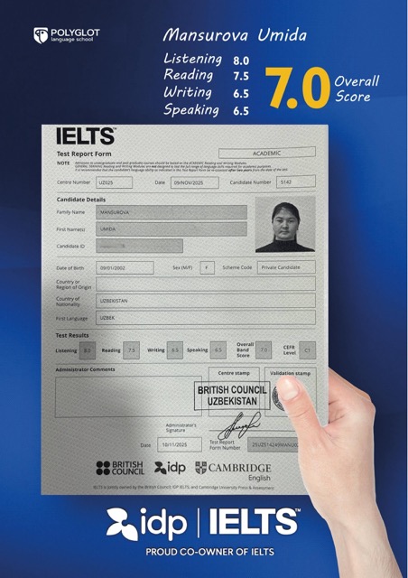 Student IELTS result